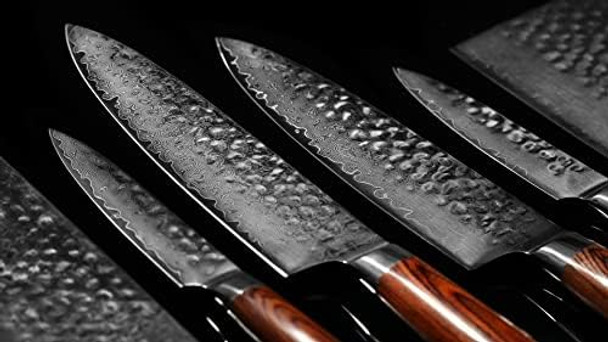 3 Piece Damascus Kitchen Knife Set - Including Chef'S Knife Cleaver And Paring Knife