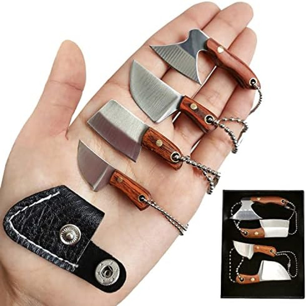 Stardw Mini Pocket Knife Set Utility Edc Knife With Sheathmini Chef Keychain Knife Tiny Things For Box Cutter Letter Opener Package Opener Cool Gadgets Edc Tools -Set Of 4