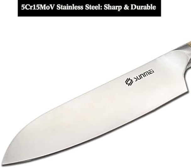 Sunmei 8 Inch Chef'S Knife Japanese Style Santoku Knife 5Cr15Mov Stainless Steel Kitchen Knives High Carbon Chopping Knife
