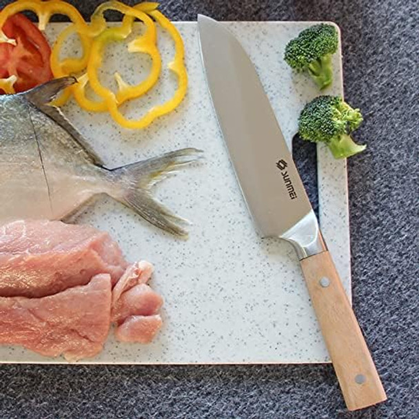 Sunmei 8 Inch Chef'S Knife Japanese Style Santoku Knife 5Cr15Mov Stainless Steel Kitchen Knives High Carbon Chopping Knife