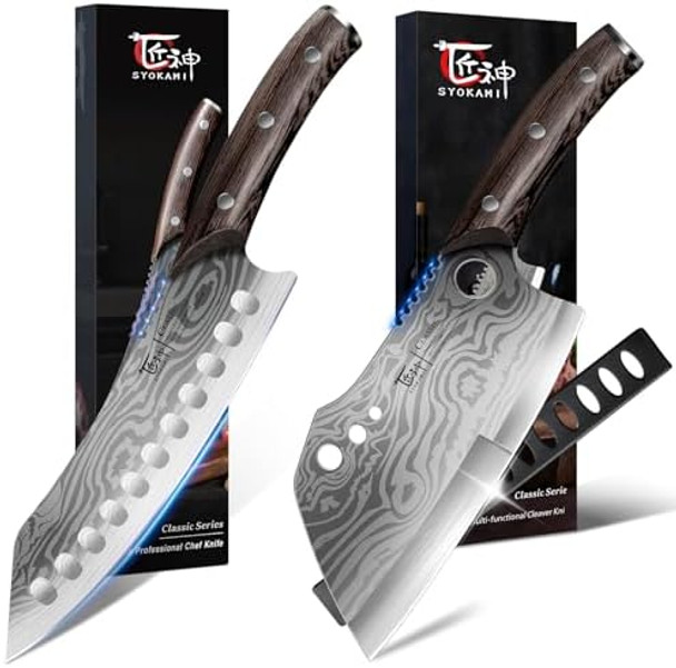 Kiritsuke Chef Knife 8.2 Inch+Meat Cleaver Chef Knife 7.7 Inch