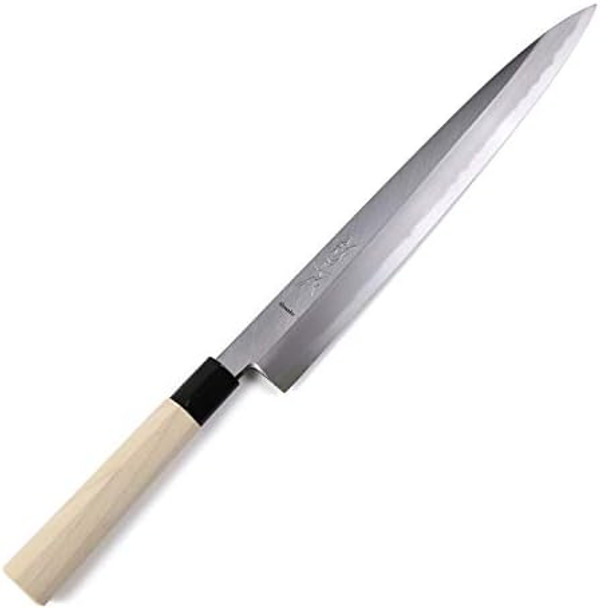 Japanese Sushi Sashimi Chef Knife Kigami(Yellow Steel)-No.2 D-Shape Magnolia Wood Handle Yanagiba 9.5-Inch (240Mm)