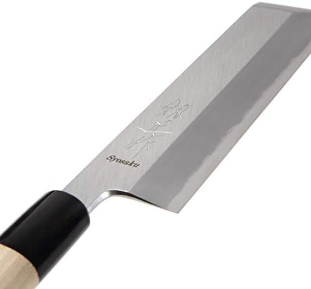 Japanese Sushi Vegetable Chef Knife Shiroko(White Stees) No.2 D-Shape Maglolia Wood Handle Edo Usuba 6.5-Inch (165Mm)
