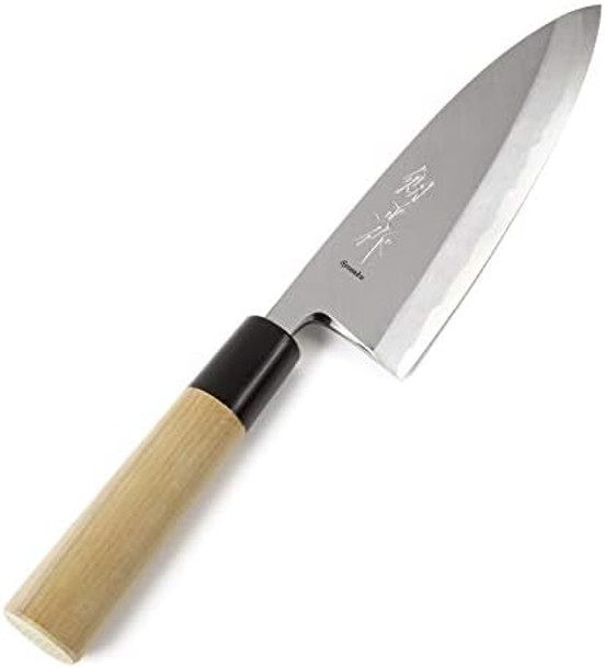 Japanese Sushi Fillet Chef Knife Shiroko(White Steel)-No.2 D-Shape Magnolia Wood Handle Deba 6.5-Inch (165Mm)
