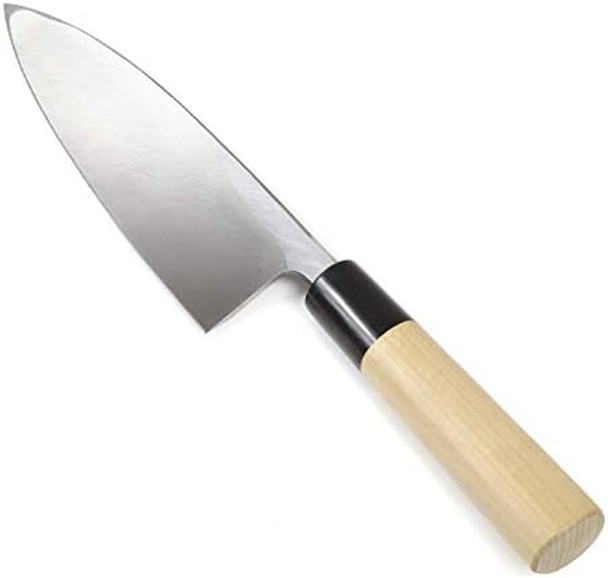 Japanese Sushi Fillet Chef Knife Shiroko(White Steel)-No.2 D-Shape Magnolia Wood Handle Deba 6.5-Inch (165Mm)