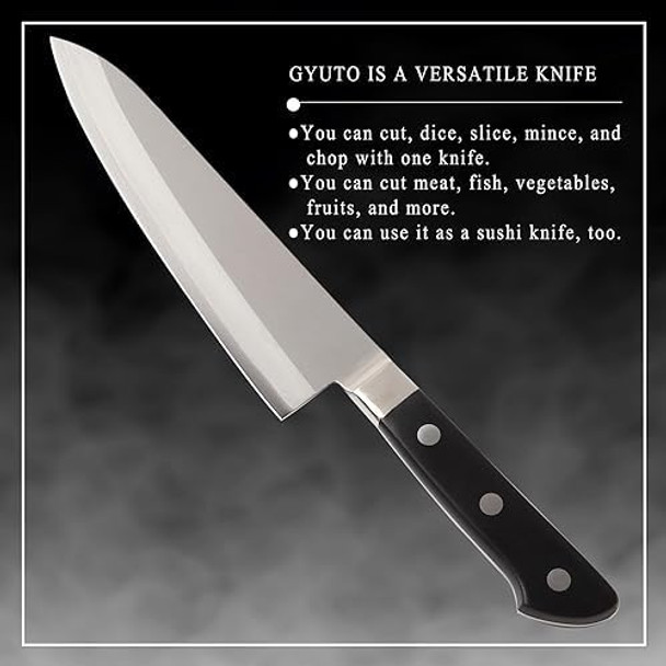 Japanese Chef Knife Molybdenum Vanadium Stainless Steel W/O Bolster Gyuto 7-Inch (180Mm) Dishwasher Safe