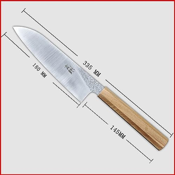 Kitchen Knife 7 Inch Japanese Santoku Knife High Carbon Powder Forge Stainless Steel 905 Blade With 62 Hrc Natural Ash Wood Handle Light Weight Comfortable Grip 180Mm