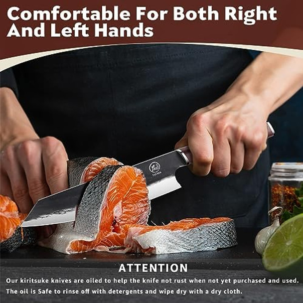 8 Inch Japanese Chef Knife And 8.3 Inch Hunting Knife With Sheath Kiritsuke Knife Full Tang Outdoor Knife With Wooden Handle