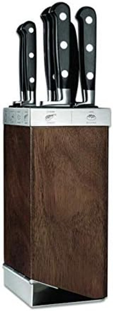 Tarrerias Bonjean Maestro Ideal Stainless Steel Kitchen Knife Block Set With Paring Knife Santoku Knife Steak Knife Chefs Knife Bread Knife And Sharpening Steel Set Of 5 Black