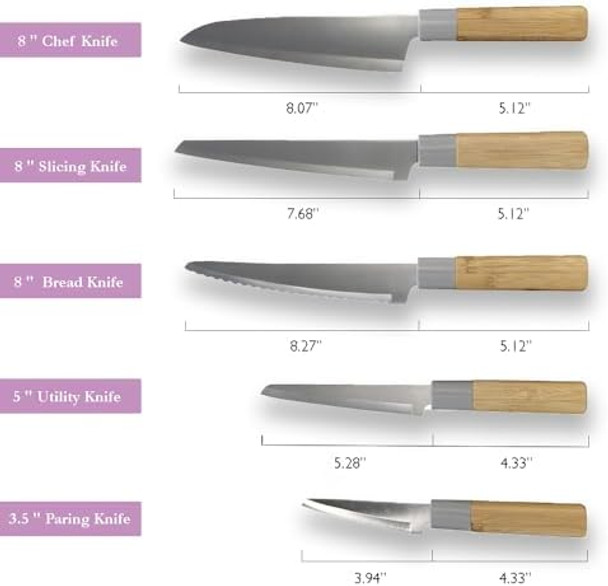 5-Piece Chef Knife Set Stainless Steel Kitchen Knife Set Ergonomic Professional Wood Handled Cutlery Durable & Stylish Stainless Steel Blades By Tessie&Jessie 5-Piece Chef Knife Set Stainless Steel Kitchen Knife Set Ergonomic Professional Wood Handled Cutlery Durable & Stylish Stainless Steel Blades By Tessie&Jessie