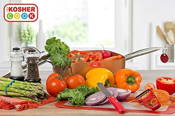 Parve Green Kitchen Knife – 6” Serrated Steak And Vegetable Knife - Razor Sharp. Pointed Tip - Color Coded Kitchen Tools
