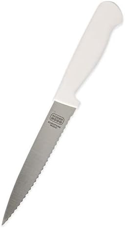 Parve Green Kitchen Knife – 6” Serrated Steak And Vegetable Knife - Razor Sharp. Pointed Tip - Color Coded Kitchen Tools
