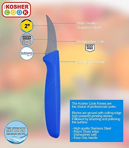 Paring Knife Sharp Kitchen Knife Ergonomic Handle Pointed Tip Color Coded Kitchen Tools - 3 Piece Set 2 Inch