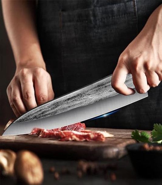 Tombro High Carbon Steel Gyuto Japanese Kitchen Knifehand Forged Chefs Knives With Rosewood Handle For Meat Vegetables Cutting In Home And Restaurant