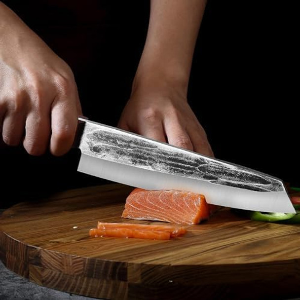 Tombro Chef Knife 8.15" Forged Bunka Sashimi Knife High Carbon Steel Kiritsuke Kitchen Knife With Octagonal Wooden Handle Professional For Cooking In Kitchen Restaurant