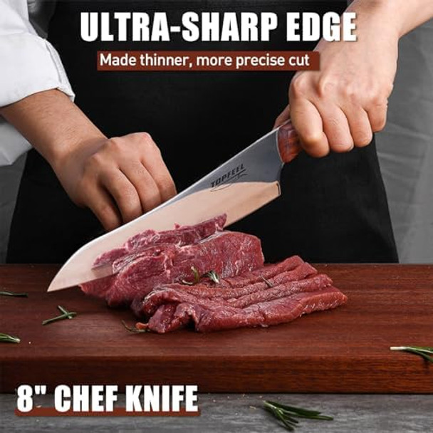 Chef Knife Sets 4 Pcs Ultra Sharp Kitchen Knife Sets High Carbon Stainless Steel Japanese Knife Sets For Cooking With Wood Ergonomic Handle & Box