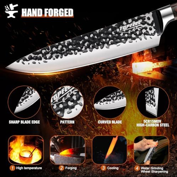 3Pcs Chef Knife Hand Forged High Carbon Stainless Steel Japanese Knife Sets Ultra Sharp Professional Kitchen Knife Sets With Wood Ergonomic Handle