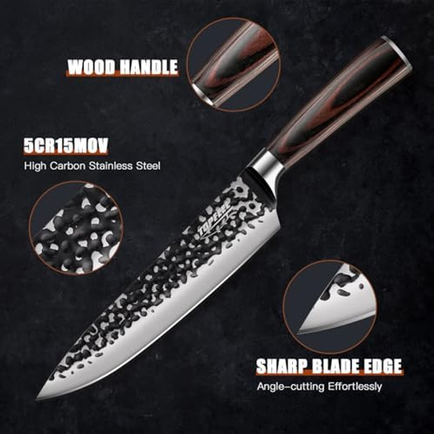 3Pcs Chef Knife Hand Forged High Carbon Stainless Steel Japanese Knife Sets Ultra Sharp Professional Kitchen Knife Sets With Wood Ergonomic Handle