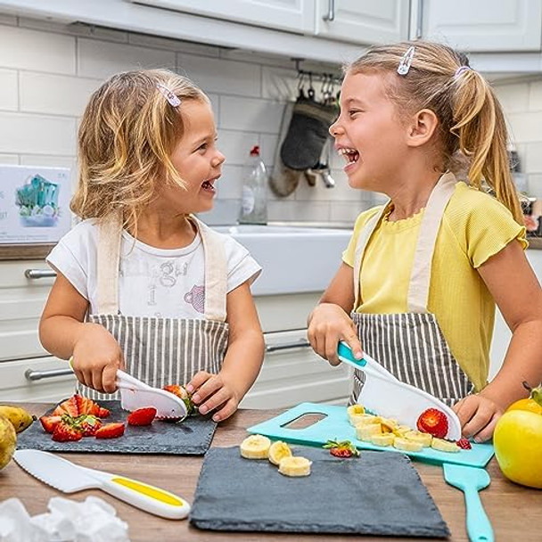 Tovla Jr. Knives For Kids 3-Piece Kitchen Cooking And Baking Knife Set: Montessori Children'S Knives In 3 Sizes & Colors/Firm Grip Serrated Edges Bpa- Kids' Toddler Knives (Colors Vary)