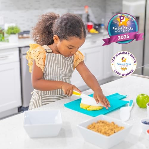 Tovla Jr. Knives For Kids 3-Piece Kitchen Cooking And Baking Knife Set: Montessori Children'S Knives In 3 Sizes & Colors/Firm Grip Serrated Edges Bpa- Kids' Toddler Knives (Colors Vary)