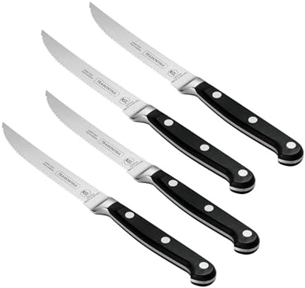 Tramontina Pro Series 4 Piece Forged 5 Inch Serrated Steak Knife Set