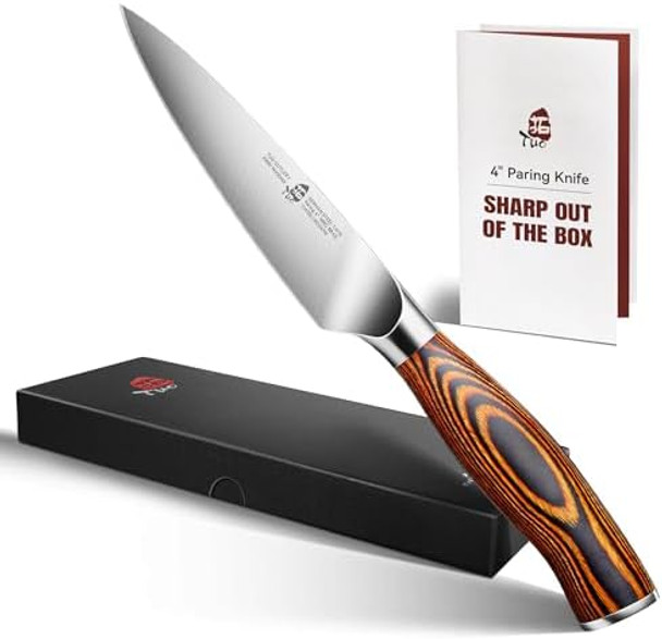 Tuo Paring Knife 4 Inch Peeling Knife High Carbon German Stainless Steel Rust Resistant Kitchen Cutlery Luxurious Box Included - Fiery Phoenix Series