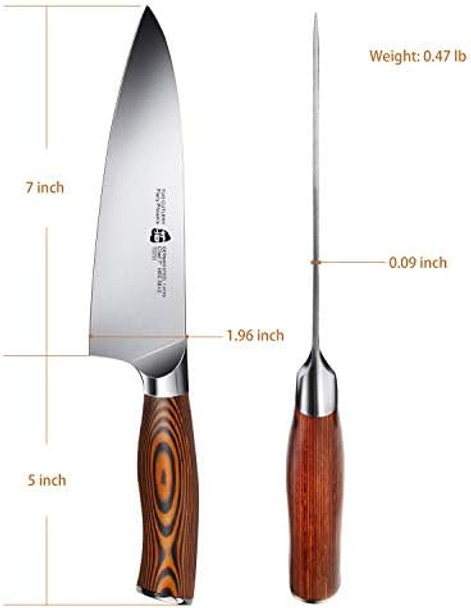 Tuo Gyuto Chef Knife 7 Inch Professional Cooking Knife High Carbon Stainless Steel Japanese Blade-Type With Ergonomic Handle - Fiery Phoenix Series