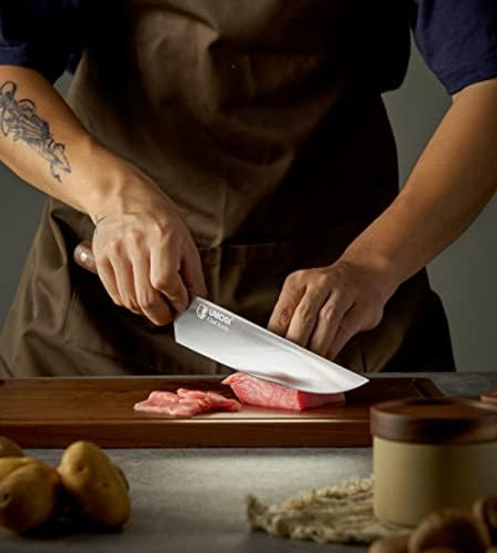 Kitchen Knife Set 6 Piece With Sheath Covers In Box - Full Tang Wooden Handle German Stainless Steel - Professional Cutlery Knives Set With Chef Slicing Bread Boning Utility Paring Knife