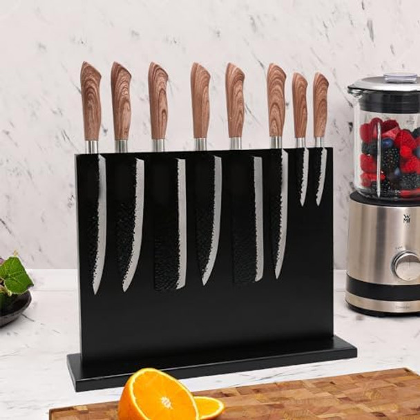 Unihrpa Magnetic Knife Holder Black Acacia Wooden Double Sided Magnetic Knife Block Magnetic Universal Stands With Strong Enhanced Magnets Knife Strip 16 X 12 In Knife Display Rack For Kitchen