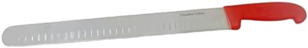 Columbia Cutlery Prime Rib And Steak Carving Knife - 14 Inches (Red Handle) - Brunch Stations Brisket Razor Sharp Granton Edge Slicer