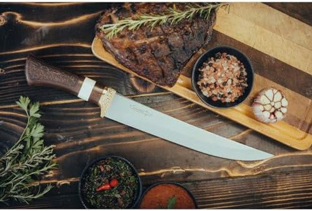 Zakharov Handmade Stainless Steel Knives – Chef Meat & Butcher Blades Wooden/Bone Handles – Ideal For Cutting & Slicing Box Included Made In Brazil (Wooden And Bone Handle 10 Inches)