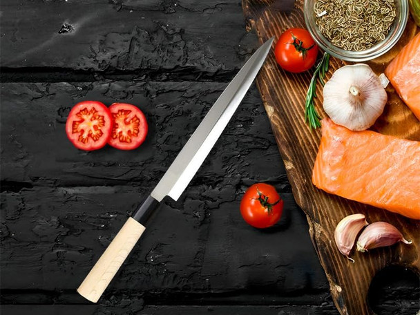 Sashimi Knife - 9"" - High Carbon Japanese Stainless Steel - Hand Forged - Razor Sharp - Ergonomic Handle - Japanese Kitchen Chef Knife For Slicing Fish Vegetables And Sushi