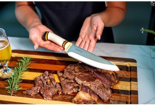 Zakharov Handmade Stainless Steel Knives – Chef Meat & Butcher Blades Wooden/Bone Handles – Ideal For Cutting & Slicing Box Included Made In Brazil (Bone Handle 8 Inches)
