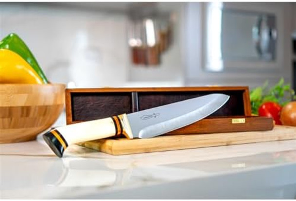 Zakharov Handmade Stainless Steel Knives – Chef Meat & Butcher Blades Wooden/Bone Handles – Ideal For Cutting & Slicing Box Included Made In Brazil (Bone Handle 8 Inches)