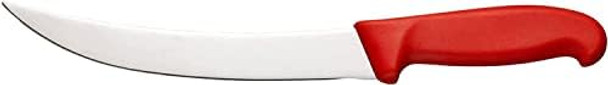 8” Red Breaking & Butcher Knife Curved - Razor Sharp Blade - Cozzini Cutlery Imports