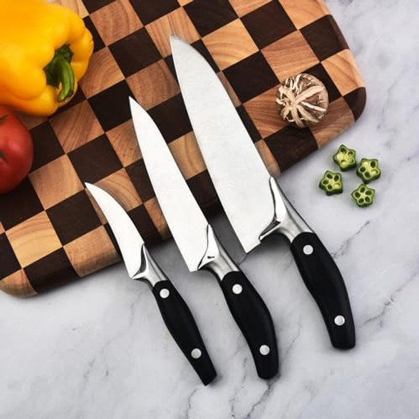 Kitchen Knife Set Chef Knife Slicing Peeling Knife Stainless Steel Blades With Embossed Pattern Abs Handle Sharp And Versatile For Kitchen Use
