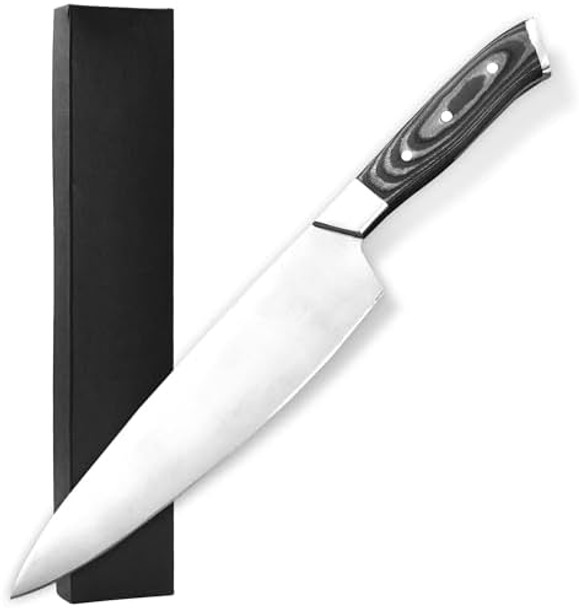 Japanese Chef Knife Full Tang-8 Inch Blade Sharp D2 Stainless Steel Micarta Handleergonomic Handle Grip And Box