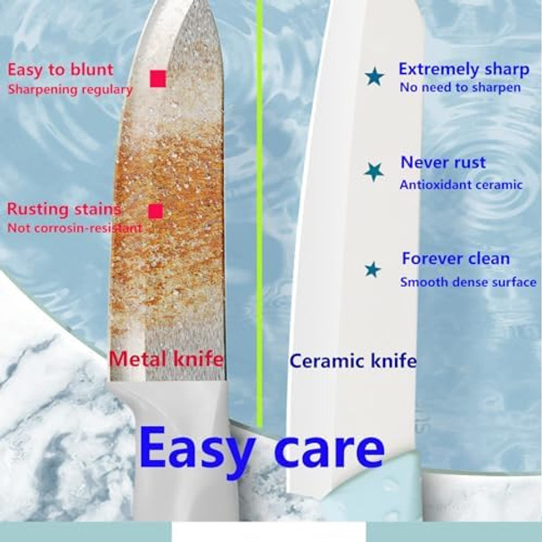 Ceramic Knife Fruit And Vegetable Peeler Household Sharp Multi-Purpose Kitchen Chef Knife With Protective Sheath 4 Inch (Pink)