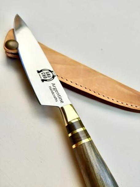 Grill Steak Knife Argentina Gaucho Collection Professional Quality Stainless Steel Handmade Guayubira Hardwood Bronze Handle Blade: 15Cm (6In) Total: 26Cm (10In)