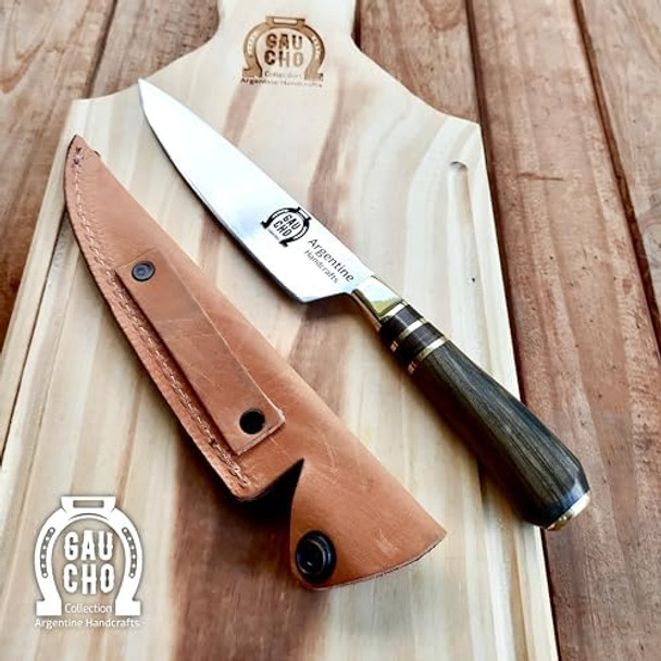 Grill Steak Knife Argentina Gaucho Collection Professional Quality Stainless Steel Handmade Guayubira Hardwood Bronze Handle Blade: 15Cm (6In) Total: 26Cm (10In)