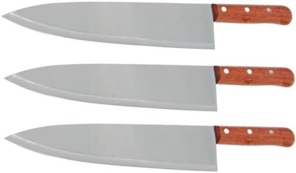 10"" Chef Knife Cozzini Cutlery Imports (3 Pack) - Wood Handle - Razor Sharp Commercial Kitchen Cutlery Coz10Chefwood3Pk