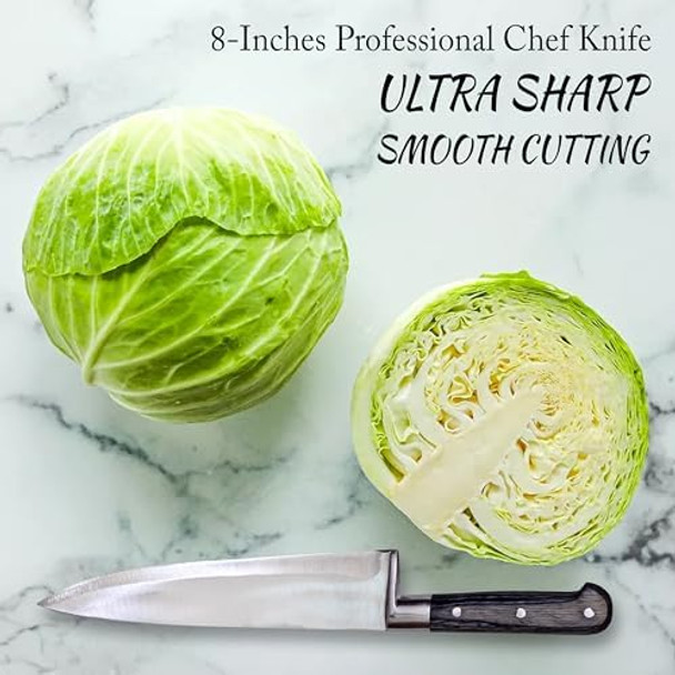 Chef Knife 8 Inch Professional Sharp Stainless Steel Fruit Vegetable Meat Cutting Chef'S Kitchen Knife With Egonomic Handle