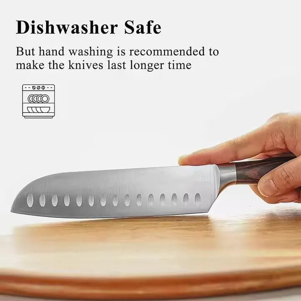 8" Chef Knife And 7'' Santoku Knife Set 13.35" Overall 8" Blade 5.35" Handle 190G Weight