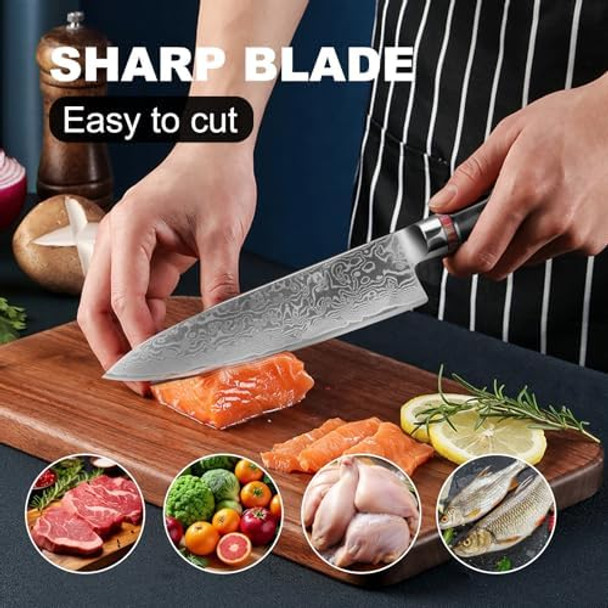 Chef Knife 8 Inch Professional Handmade Damascus Chef Knife 67 Layers Damascus Steel Kitchen Knife Professional Japanese Chef Knife Ergonomic Pakka Wood Handle With Box