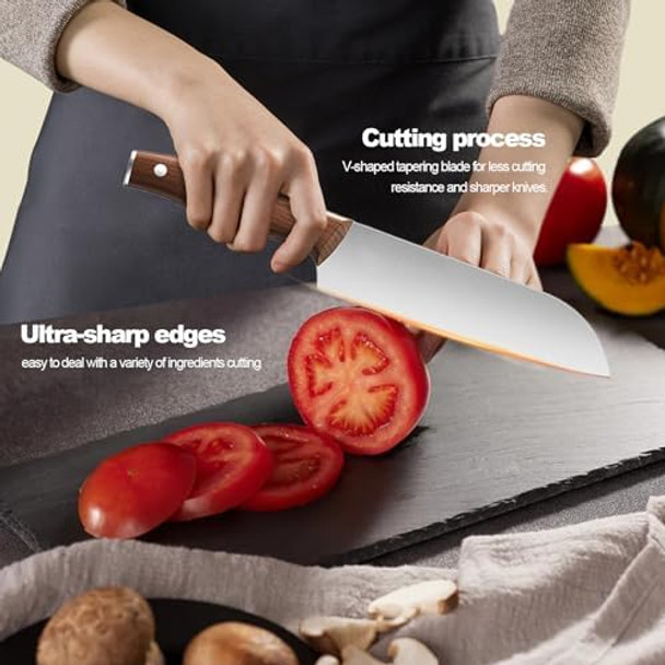 Wangmazi Chef Knife 175Mm Sliver Forged Kitchen Knife With 40Cr15Mov Stainless Steel Blade Professional Handcrafted Chefs Knife Ergonomic Handle Grip