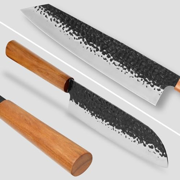 Santoku Knife - 7 Inch Japanese Knife German High Carbon Stainless Steel En1.4116 Professional Cooking Knife Ultra Sharp Meat & Sushi Knife Kitchen Gadgets - With Sheath & Case