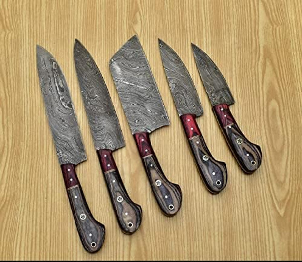 Hand Forged Chef Knives Kitchen Set Damascus Steel Knives Handmade Knife Setprofessional Chef Knives Set Vegetable Meat Cooking Knife Tools Accessories With Beige Solid Wood Handle5 Pieces Set Knife Hand Forged Chef Knives Kitchen Set Damascus Steel Knives Handmade Knife Setprofessional Chef Knives Set Vegetable Meat Cooking Knife Tools Accessories With Beige Solid Wood Handle5 Pieces Set Knife