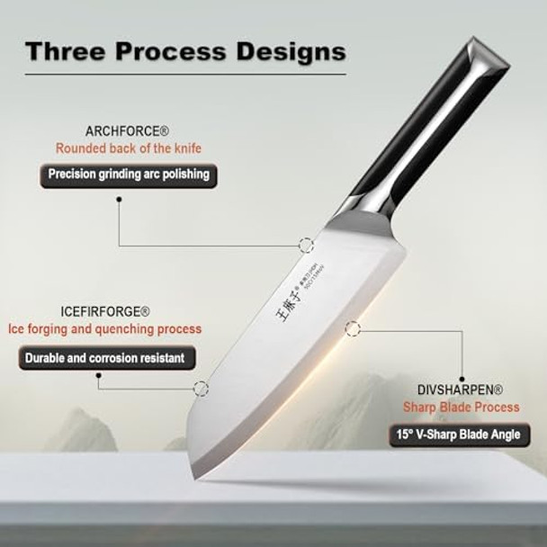 Wangmazi Chef Knife 7 Inch High Carbon Stainless Steel Sharp Kitchen Knife With Ergonomic Handle Box For Family