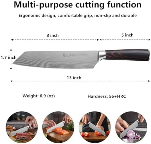 Chef Knife 8-Inch Kitchen Chef'S Knife Ergonomic Log Handle Made Of German High-Carbon Stainless Steel Protective Sheath Attached