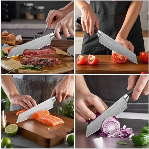 Chef Knife 8-Inch Kitchen Chef'S Knife Ergonomic Log Handle Made Of German High-Carbon Stainless Steel Protective Sheath Attached